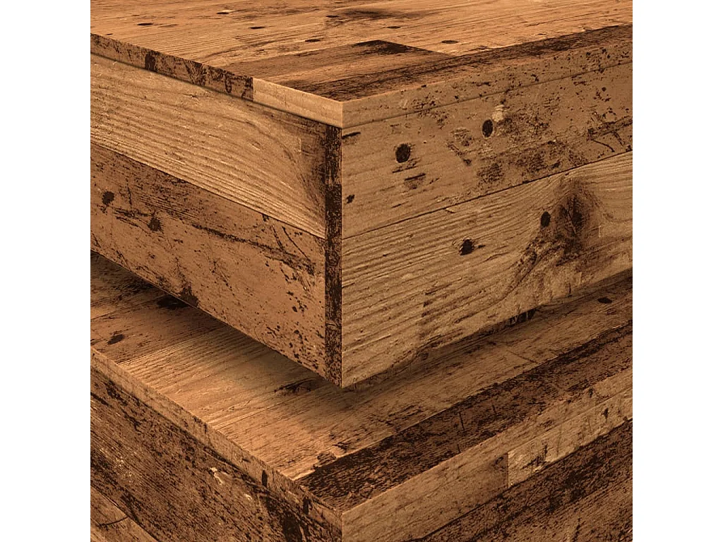 Table basse avec lumières LED vieux bois 90x50x40 cm