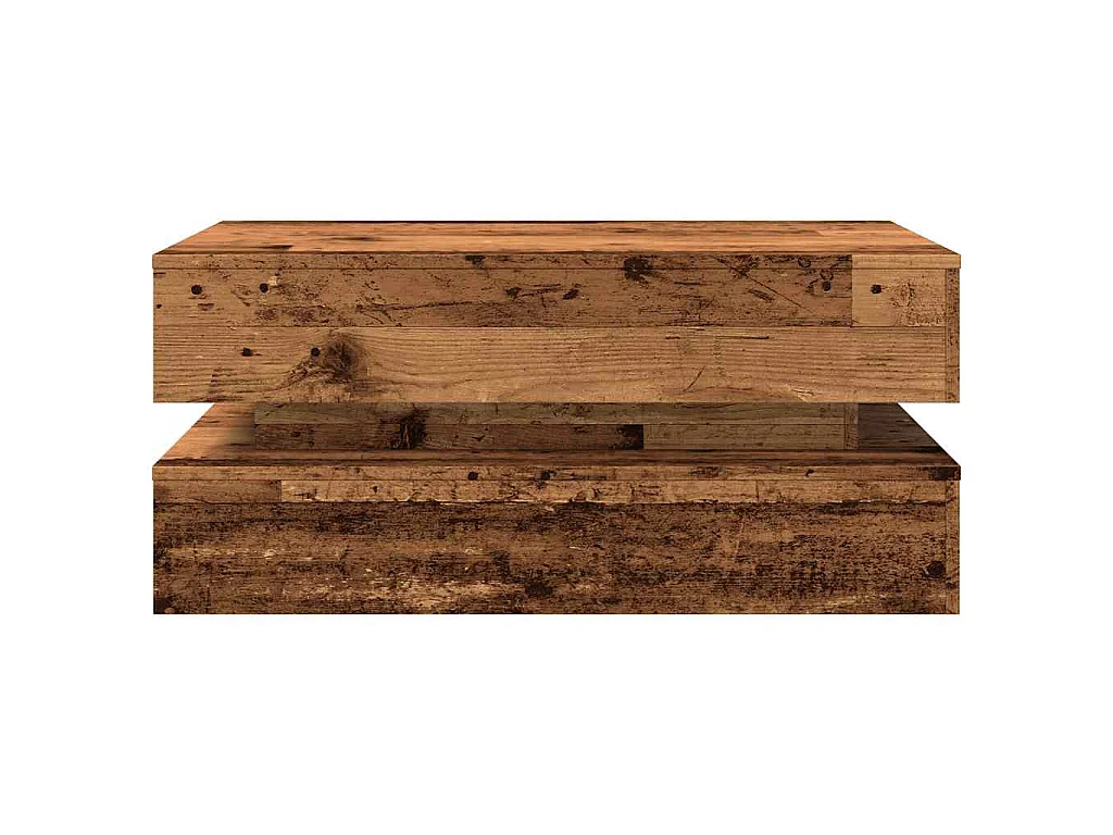 Couchtisch mit LED-Leuchten Altholz-Optik 90x50x40 cm