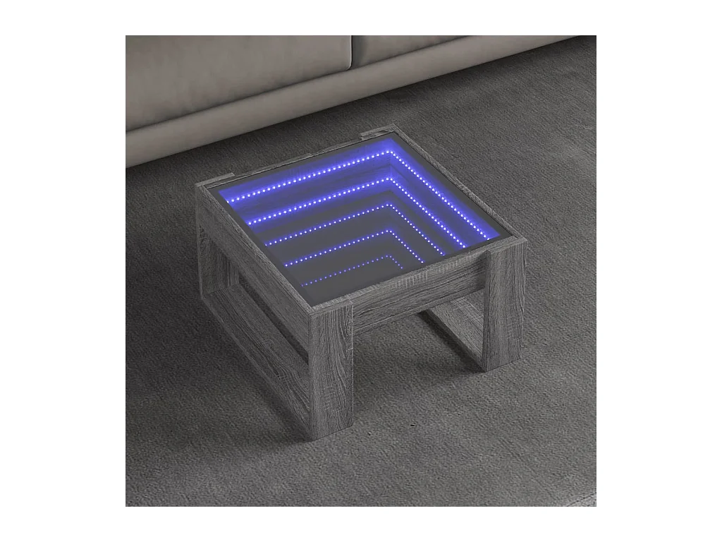 Table basse avec LED infini sonoma gris 50x53x30 cm