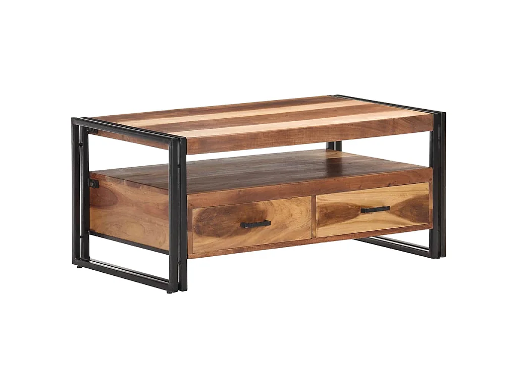 Tavolino da Salotto 100x55x45 cm in Legno Massello di Acacia