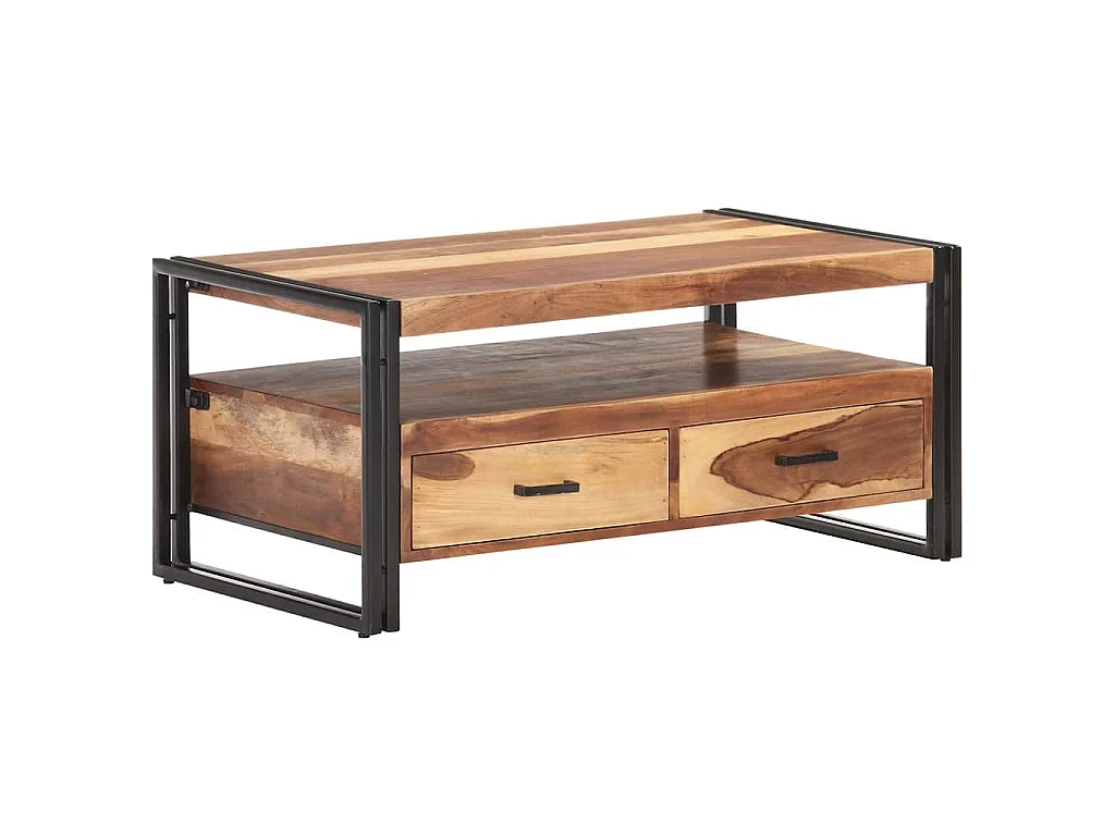 Tavolino da Salotto 100x55x45 cm in Legno Massello di Acacia