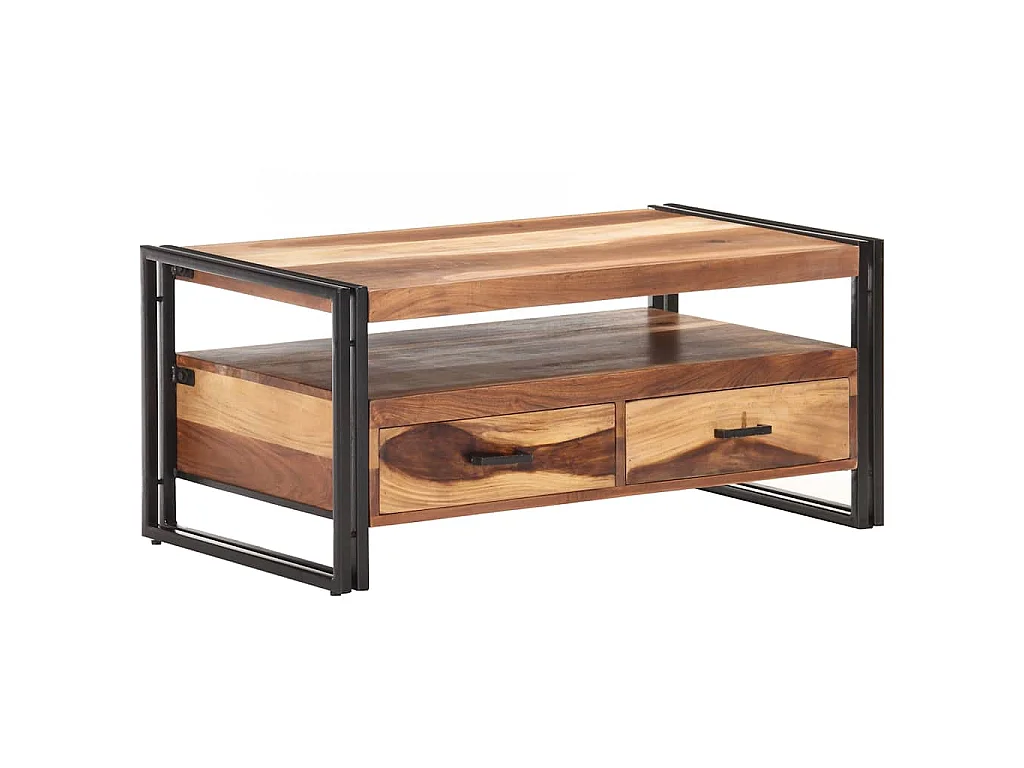 Tavolino da Salotto 100x55x45 cm in Legno Massello di Acacia