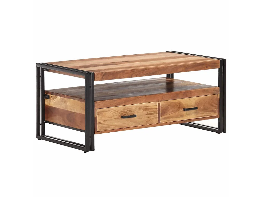 Tavolino da Salotto 100x55x45 cm in Legno Massello di Acacia