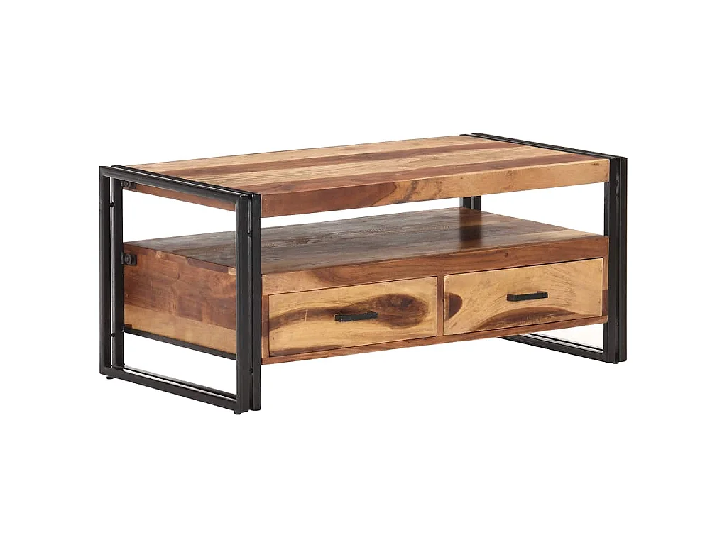 Tavolino da Salotto 100x55x45 cm in Legno Massello di Acacia