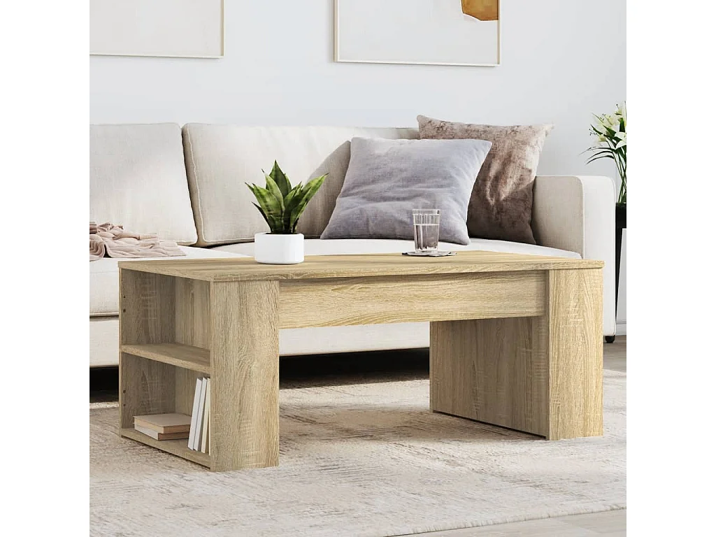 Table basse chêne sonoma 102x55x42 cm bois d'ingénierie