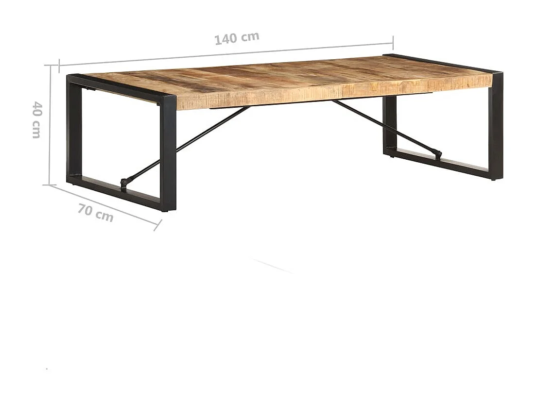 Couchtisch 140x70x40 cm Raues Mangoholz
