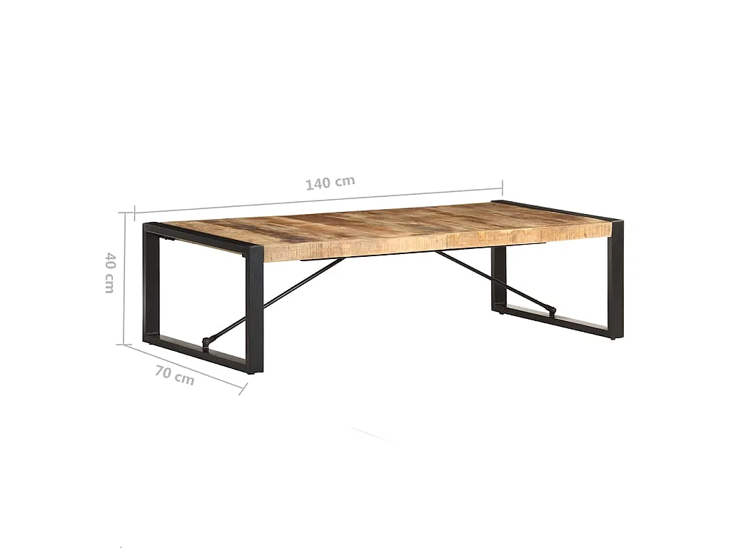 Table basse 140x70x40 cm Bois de manguier brut