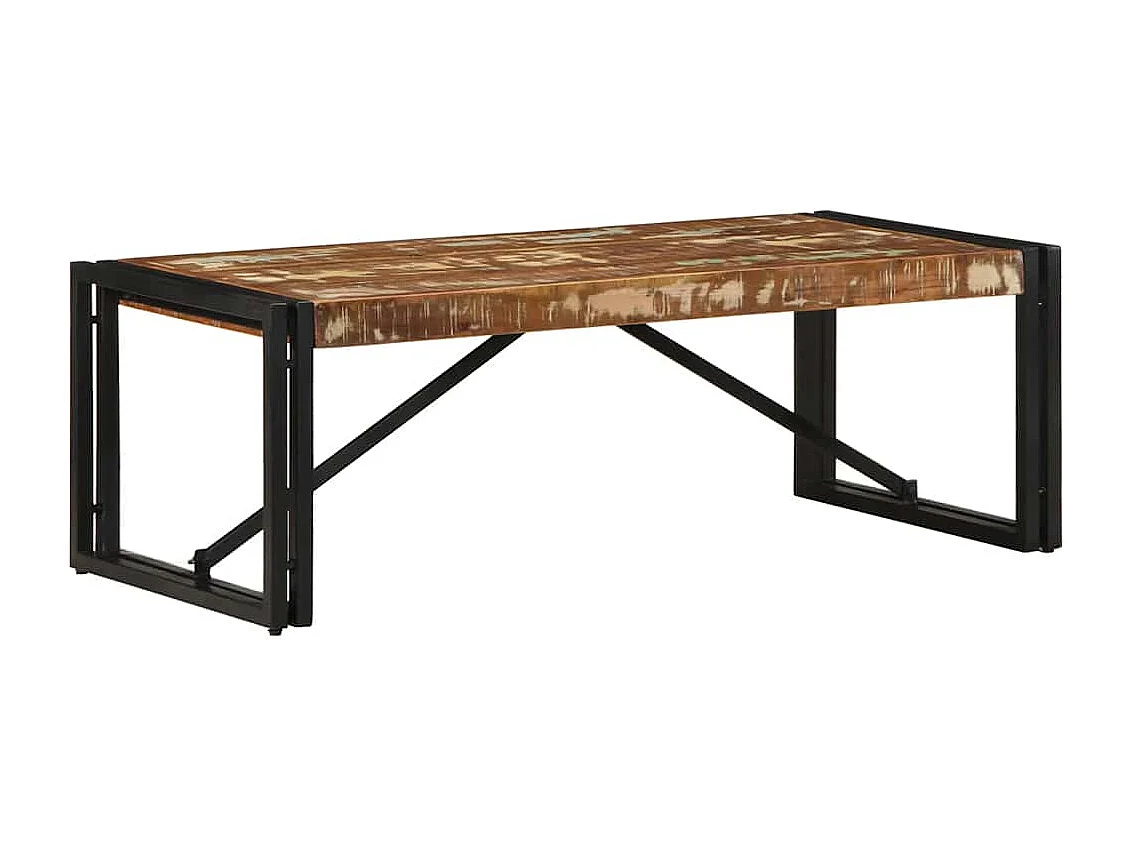 Table basse multicolore 100x50x35cm bois de récupération massif