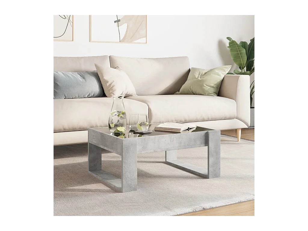 Table basse avec LED infini gris béton 70x53x30 cm