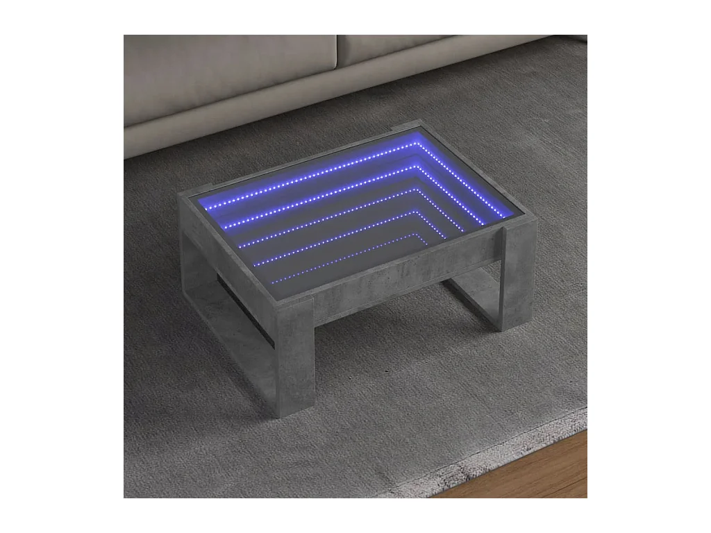 Table basse avec LED infini gris béton 70x53x30 cm