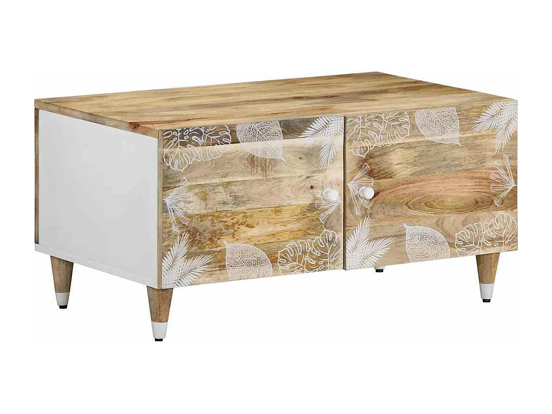 Mesa de centro de madera maciza de mango 80x50x40 cm