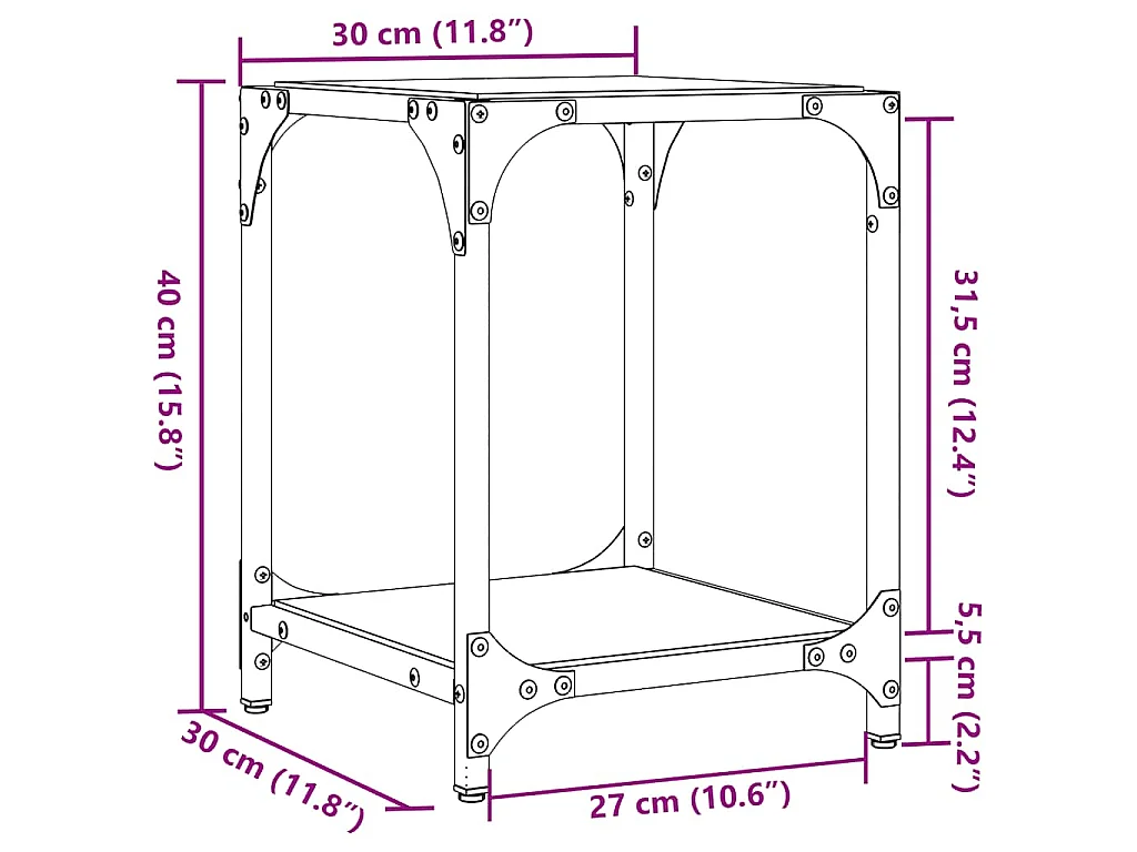 Tables basses avec dessus en verre transparent 2 pcs acier