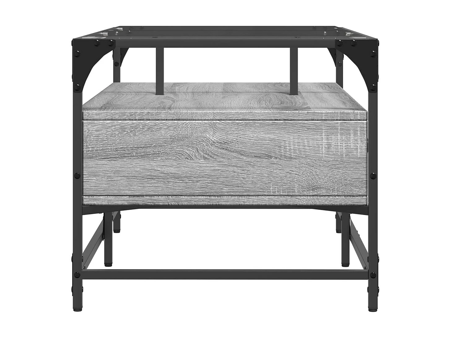 Tavolino con Piano in Vetro Grigio Cemento 98,5x50x45cm Acciaio