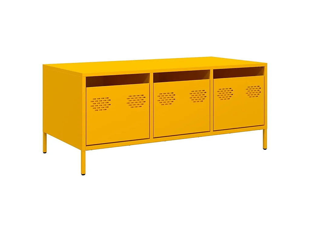 Table basse jaune moutarde 101,5x50x43,5cm acier laminé à froid