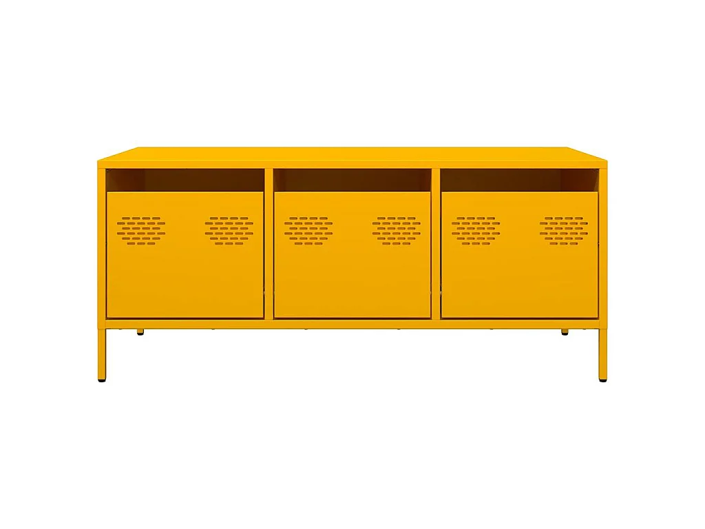 Table basse jaune moutarde 101,5x50x43,5cm acier laminé à froid
