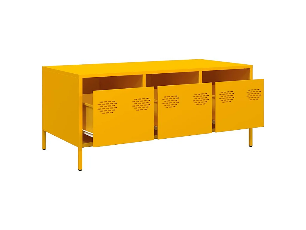 Table basse jaune moutarde 101,5x50x43,5cm acier laminé à froid