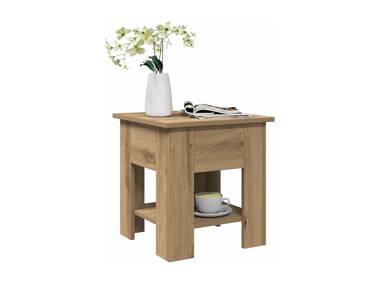 Table basse chêne artisanal 40x40x42 cm bois d'ingénierie