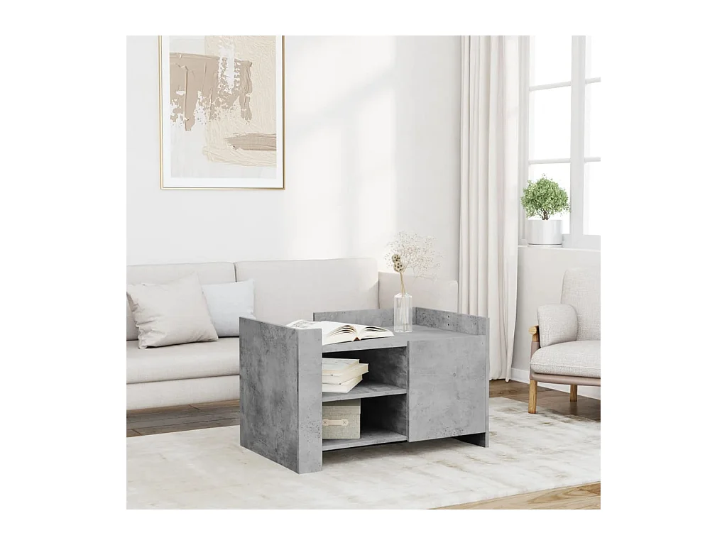 Table basse gris béton 80x50x50 cm bois d'ingénierie