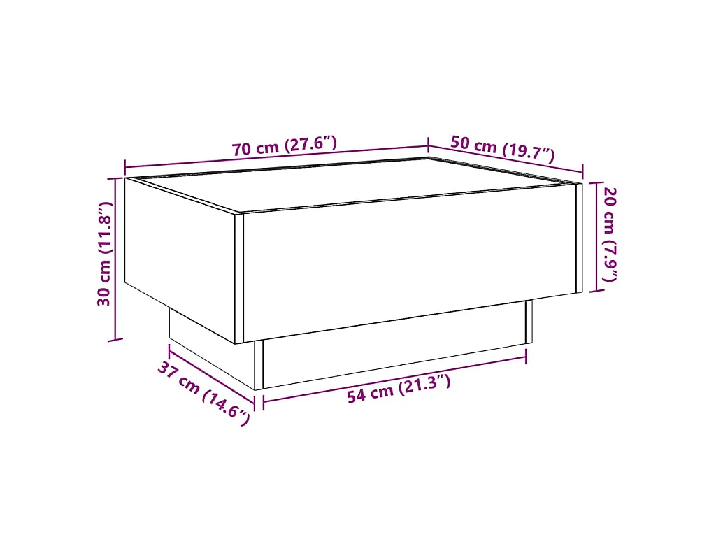 LED-Couchtisch Räuchereiche 70x50x30 cm Holzwerkstoff