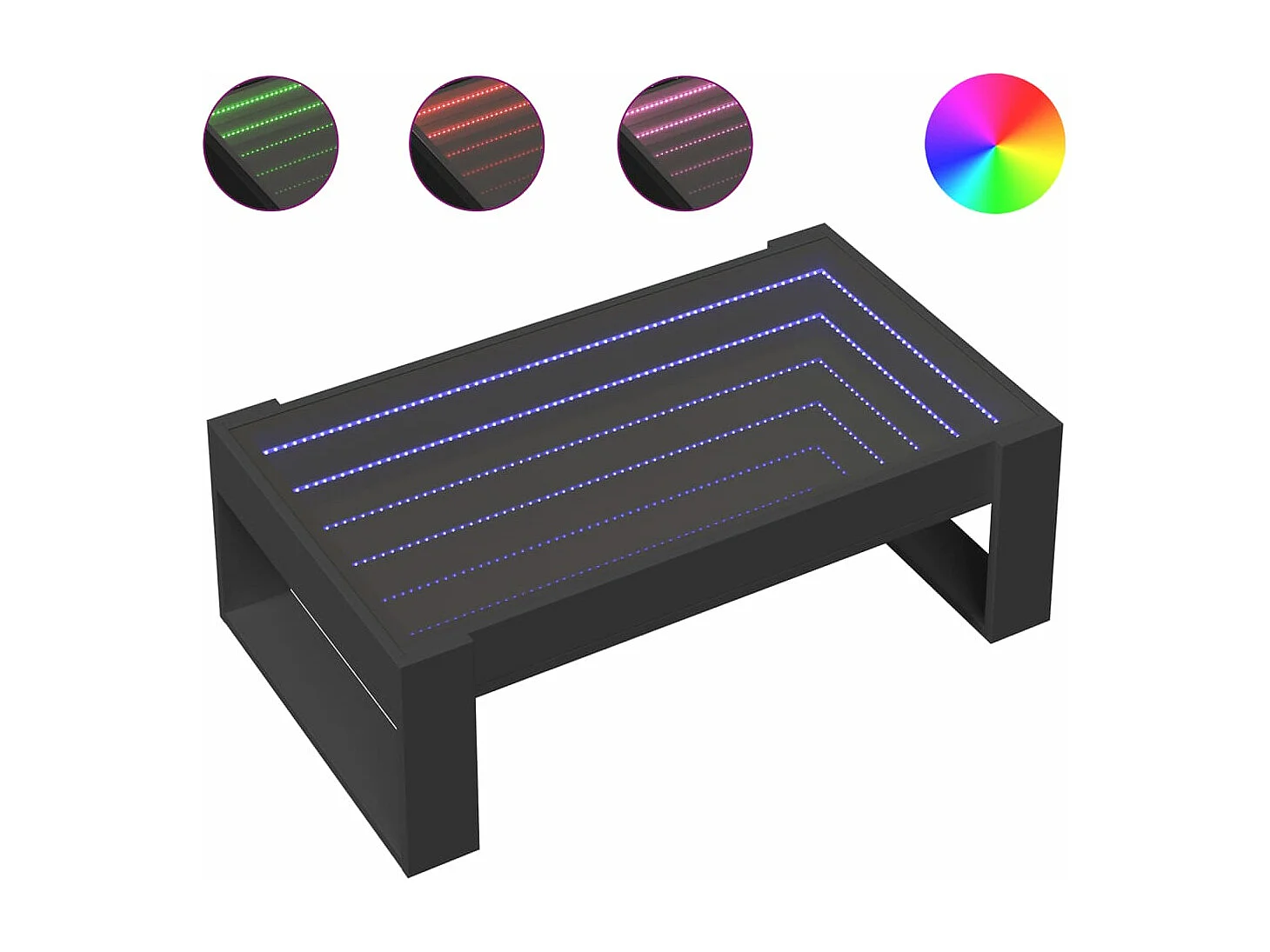 Table basse avec LED infini noir 90x53x30 cm