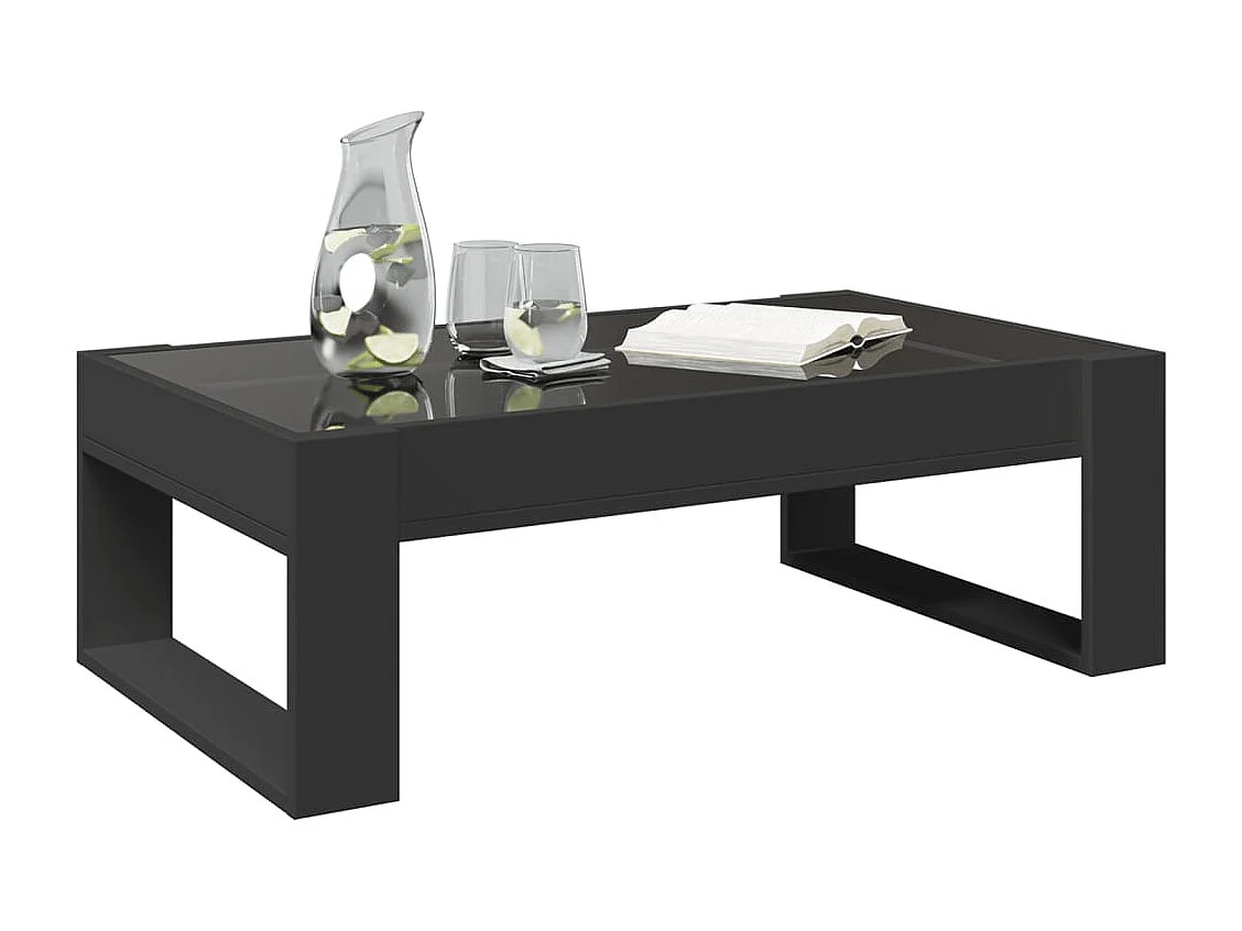 Table basse avec LED infini noir 90x53x30 cm