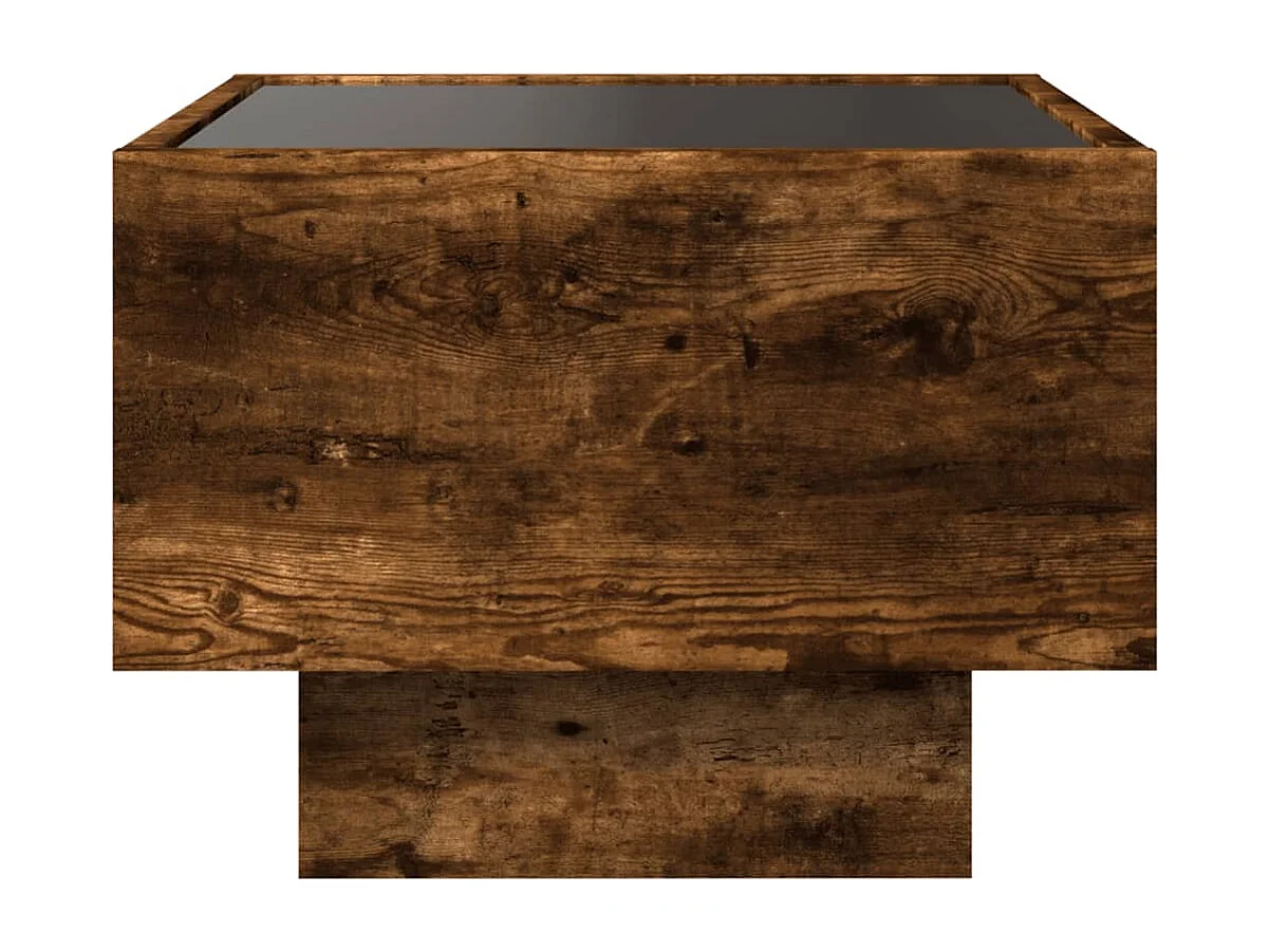 Table d'appoint et LED chêne fumé 40x40x30 cm bois d'ingénierie