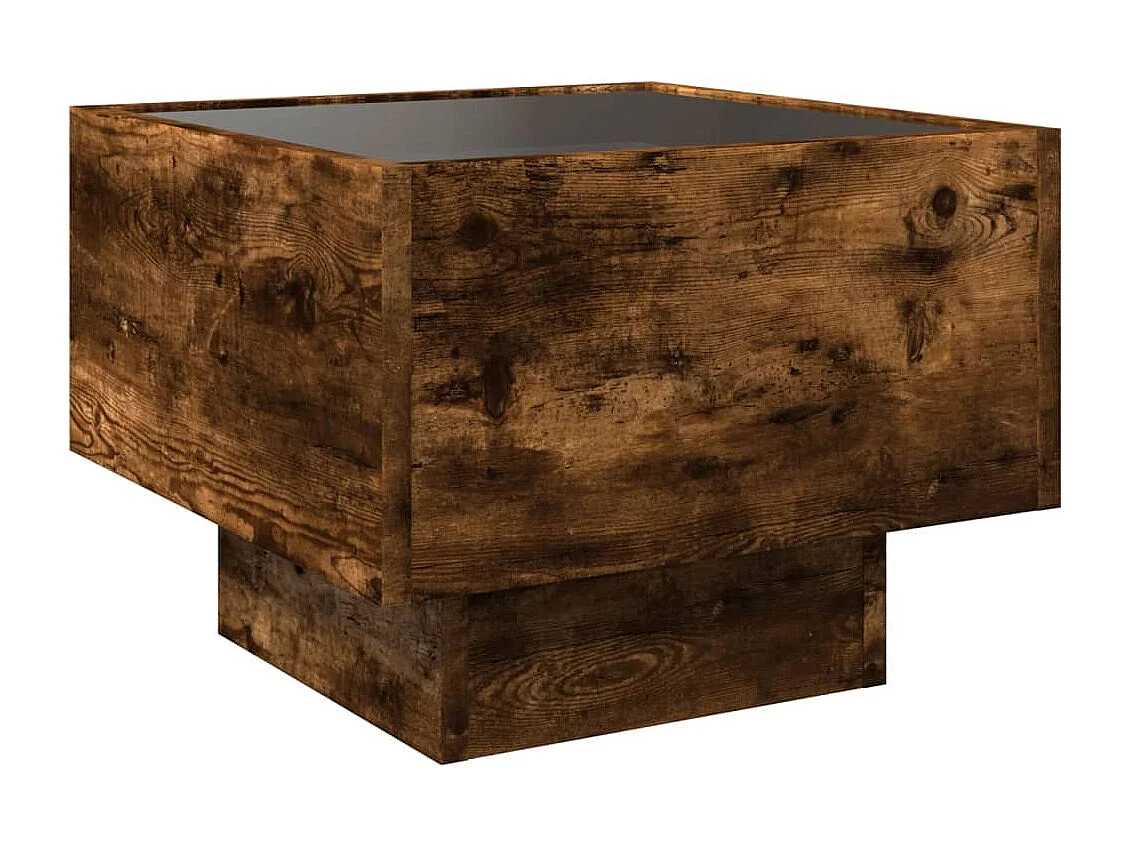 Table d'appoint et LED chêne fumé 40x40x30 cm bois d'ingénierie