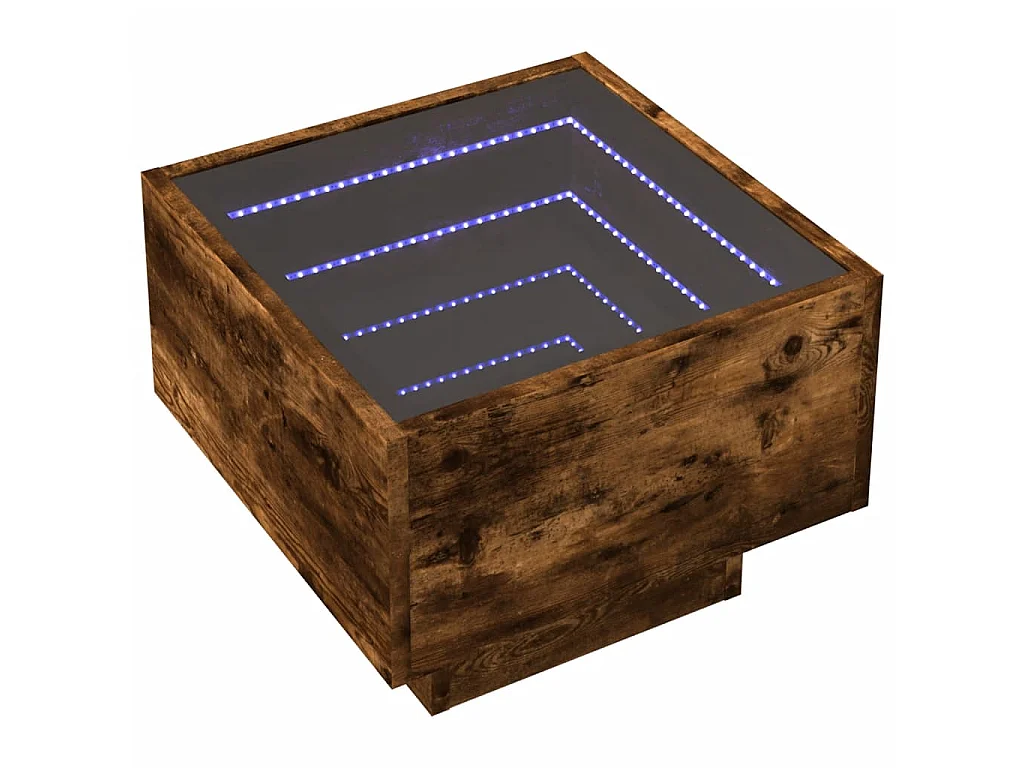 Table d'appoint et LED chêne fumé 40x40x30 cm bois d'ingénierie