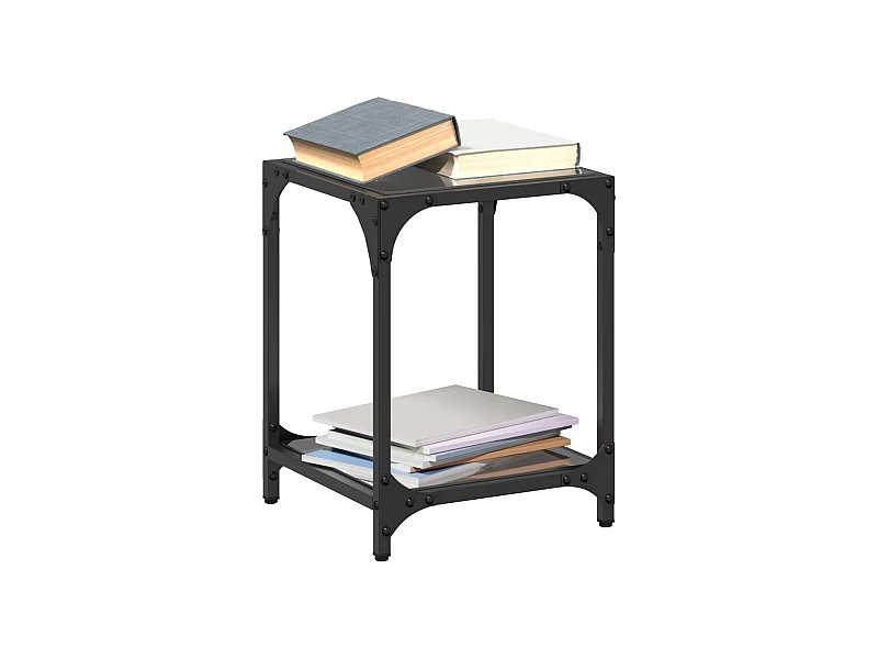 Tables basses avec dessus en verre noir 2 pcs 30x30x40 cm acier