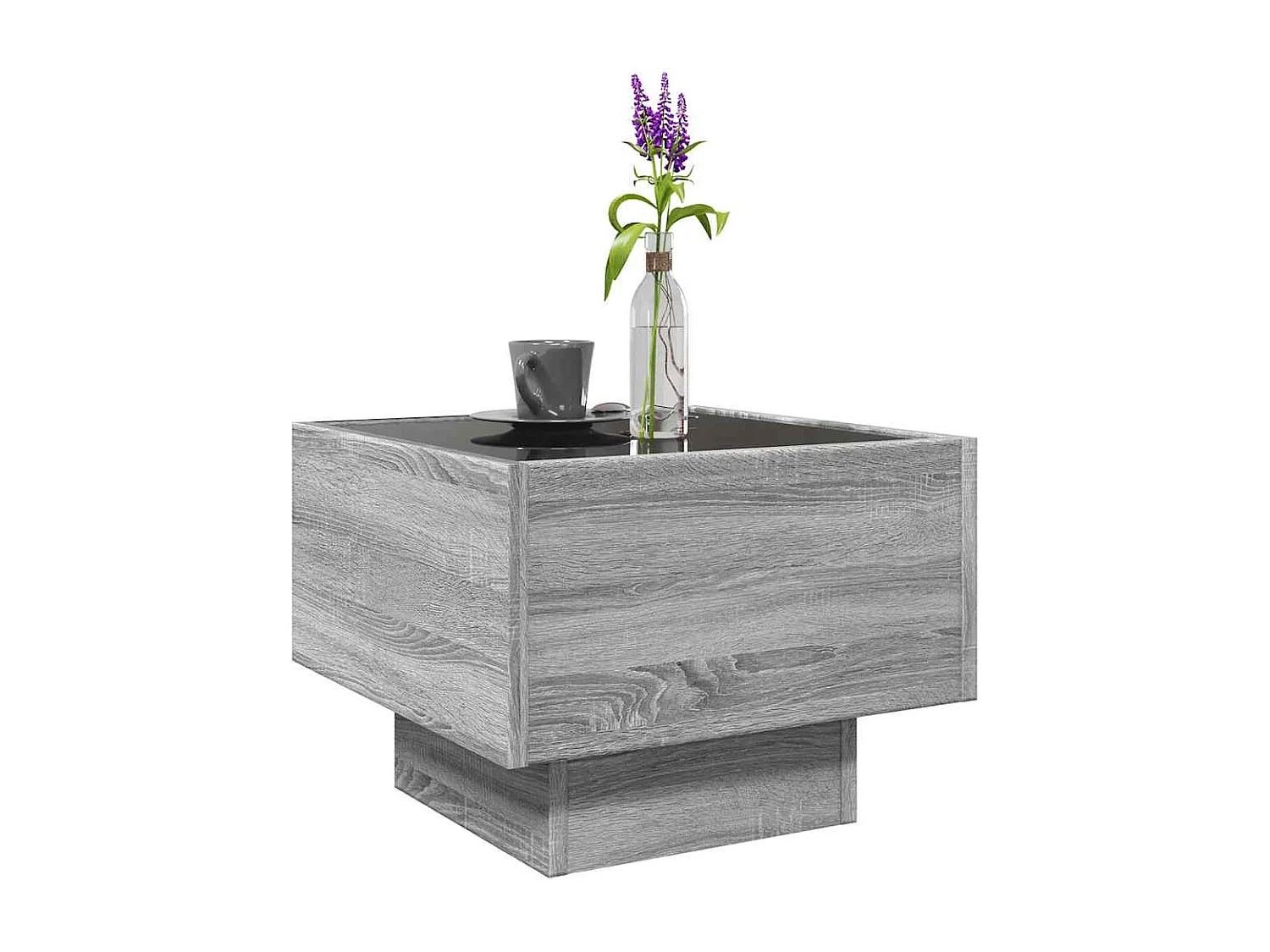 Table d'appoint et LED sonoma gris 40x40x30cm bois d'ingénierie