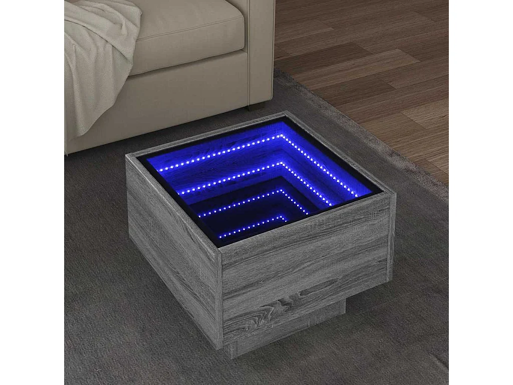 Beistelltisch mit LED Grau Sonoma 40x40x30 cm Holzwerkstoff