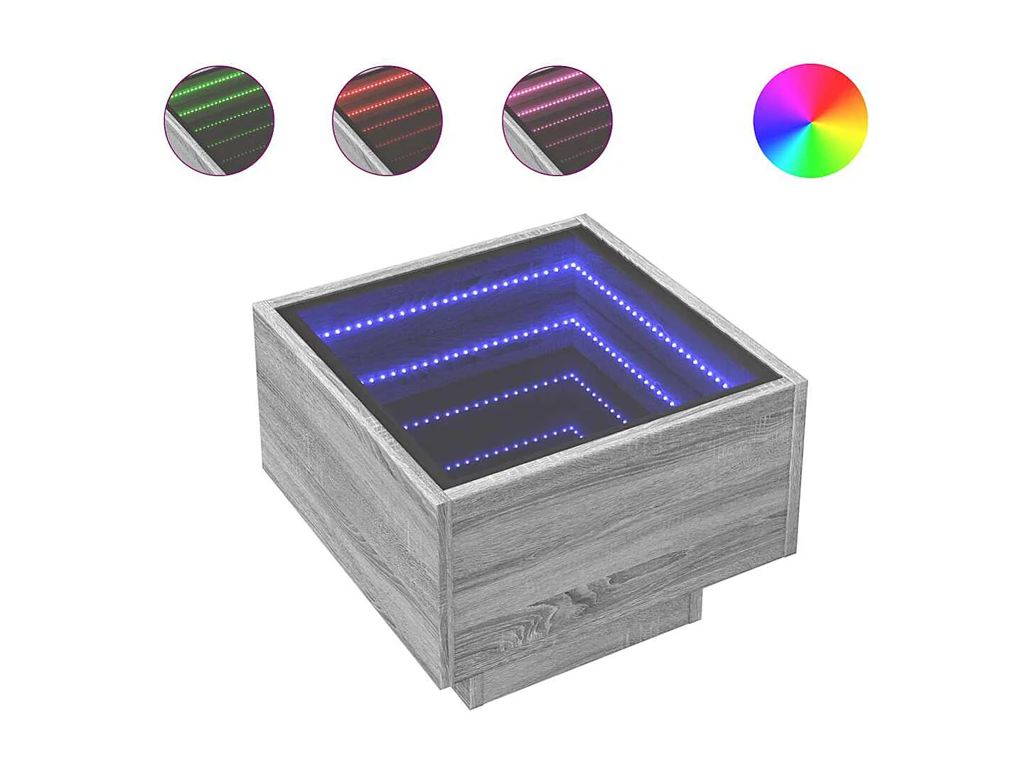 Beistelltisch mit LED Grau Sonoma 40x40x30 cm Holzwerkstoff