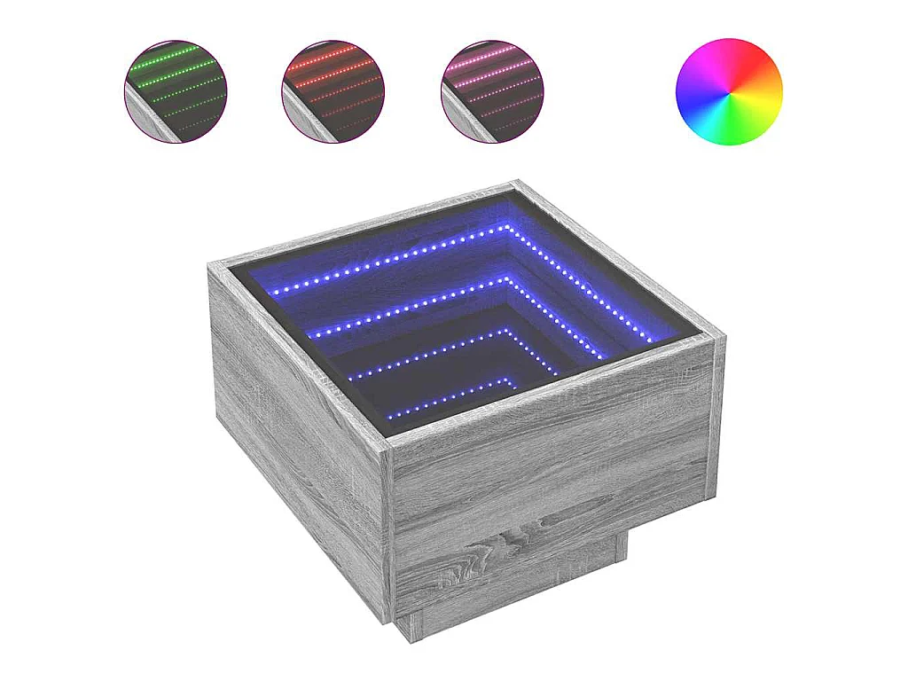 Beistelltisch mit LED Grau Sonoma 40x40x30 cm Holzwerkstoff