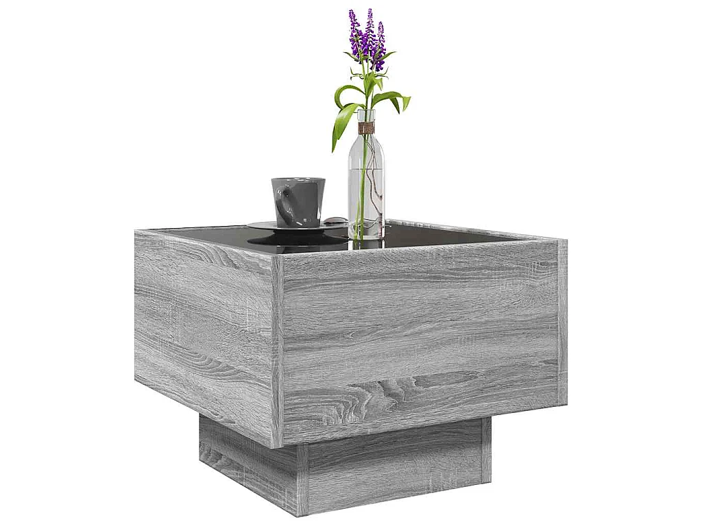 Beistelltisch mit LED Grau Sonoma 40x40x30 cm Holzwerkstoff