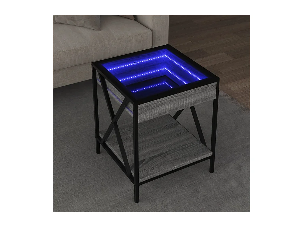 Table basse avec LED Infinity sonoma gris 40x40x49 cm