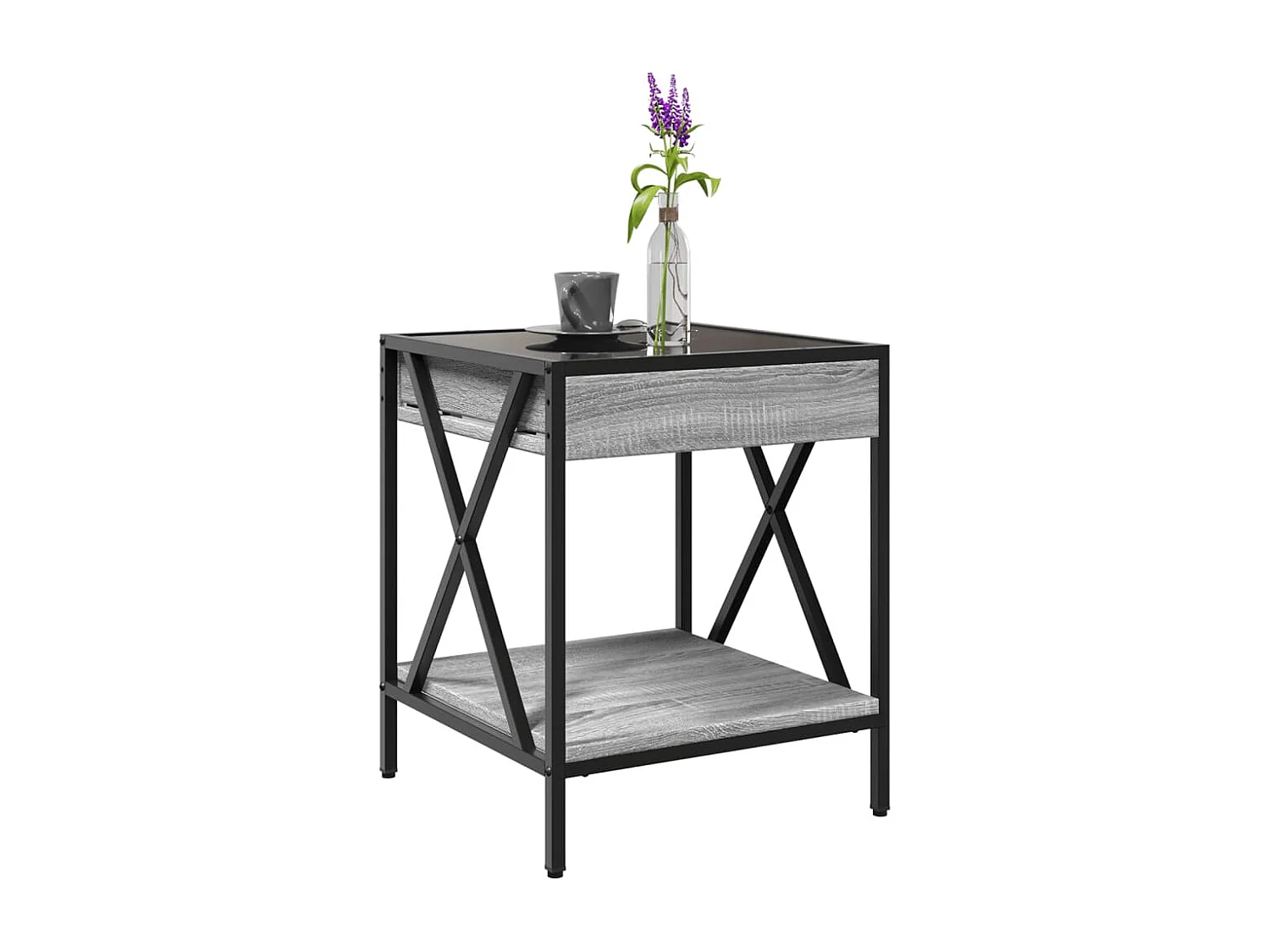 Tavolino da Salotto con LED Infinity Grigio Sonoma 40x40x49 cm