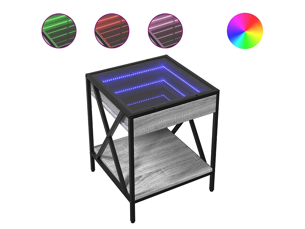 Table basse avec LED Infinity sonoma gris 40x40x49 cm