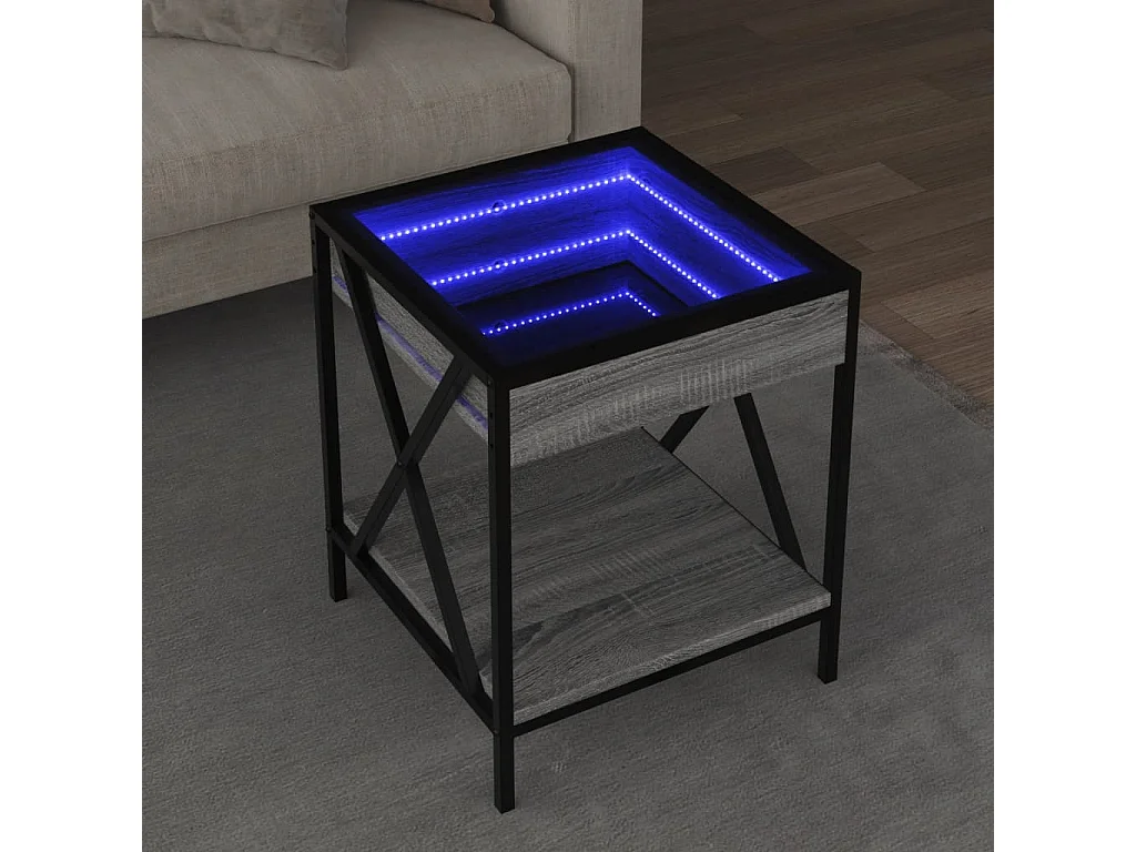 Table basse avec LED Infinity sonoma gris 40x40x49 cm