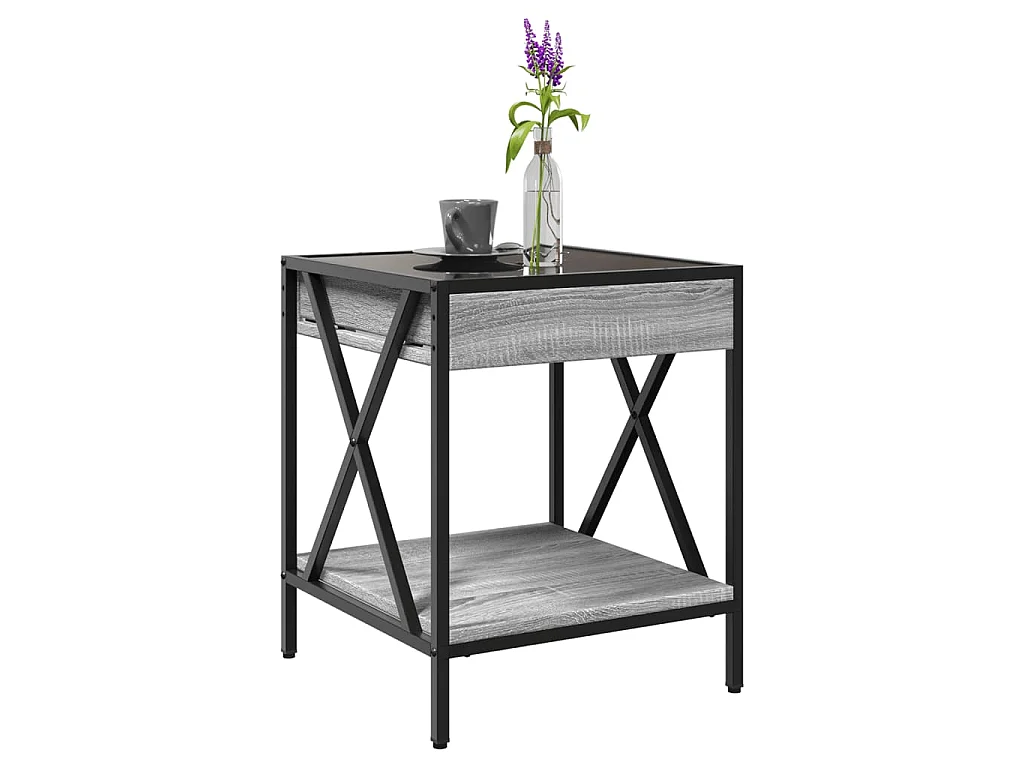 Table basse avec LED Infinity sonoma gris 40x40x49 cm