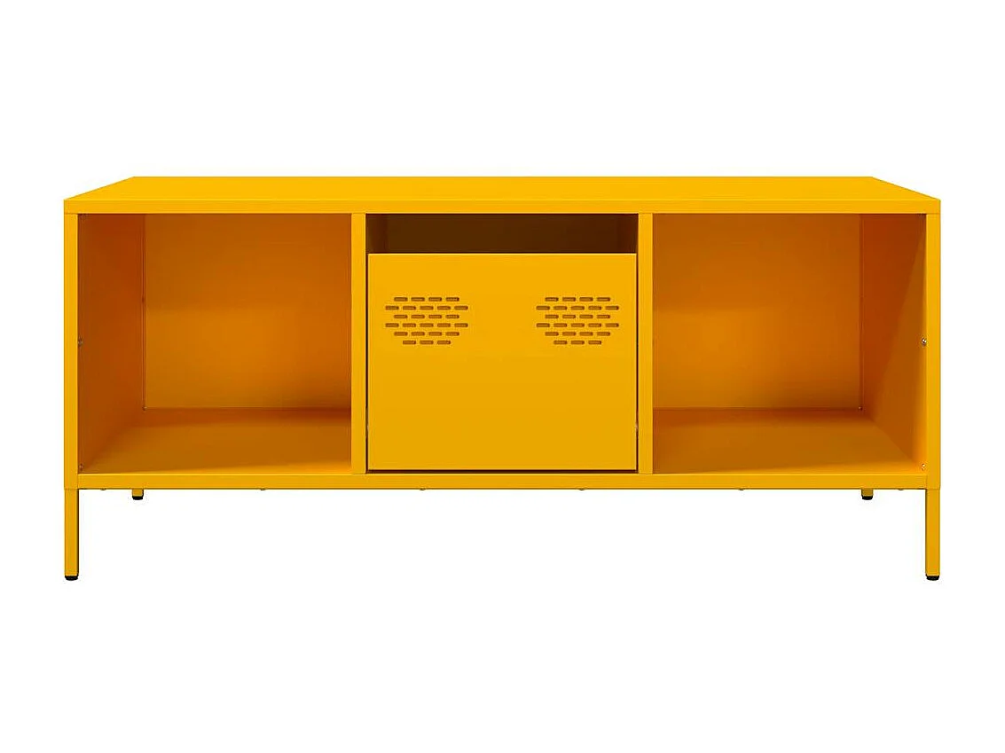 Table basse jaune moutarde 101,5x50x43,5cm acier laminé à froid