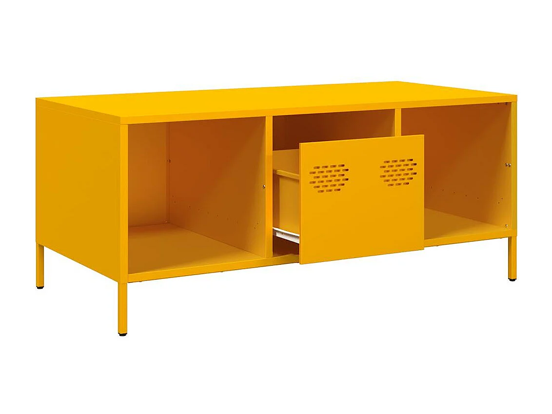 Table basse jaune moutarde 101,5x50x43,5cm acier laminé à froid