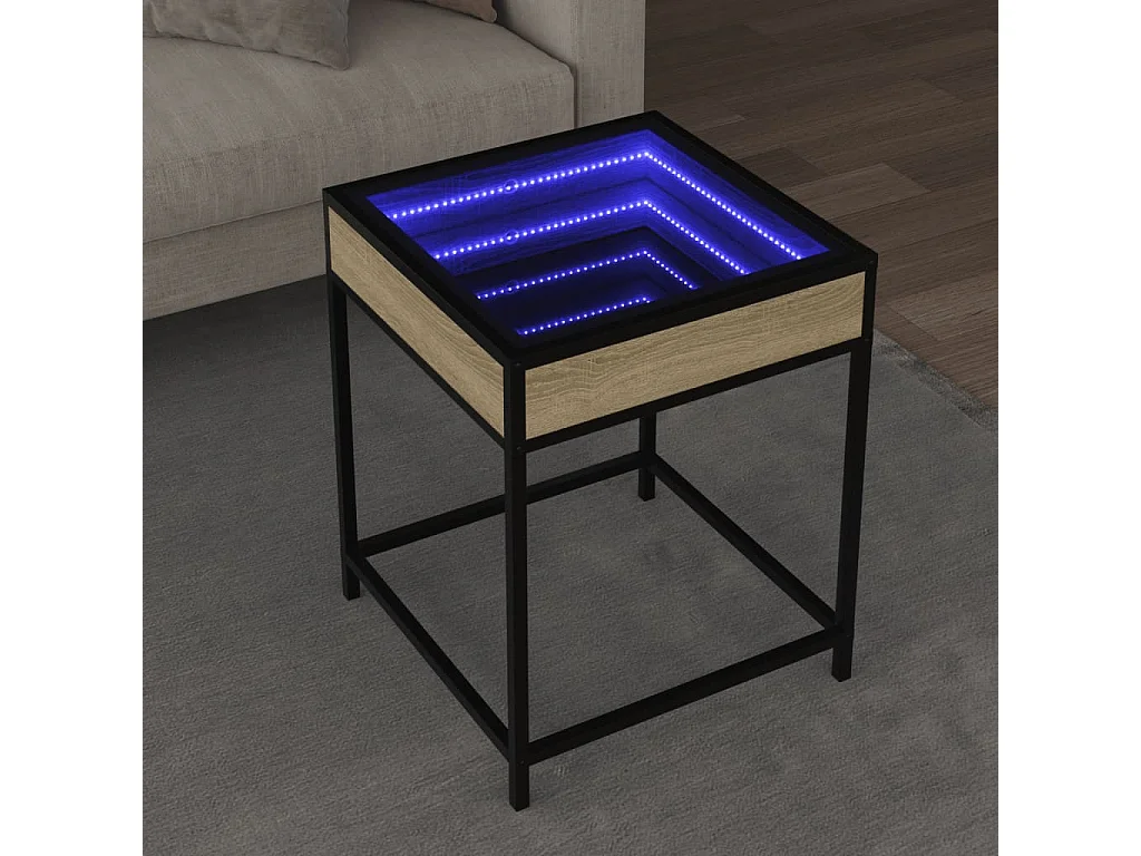 Table basse avec LED Infinity chêne sonoma 40x40x51 cm