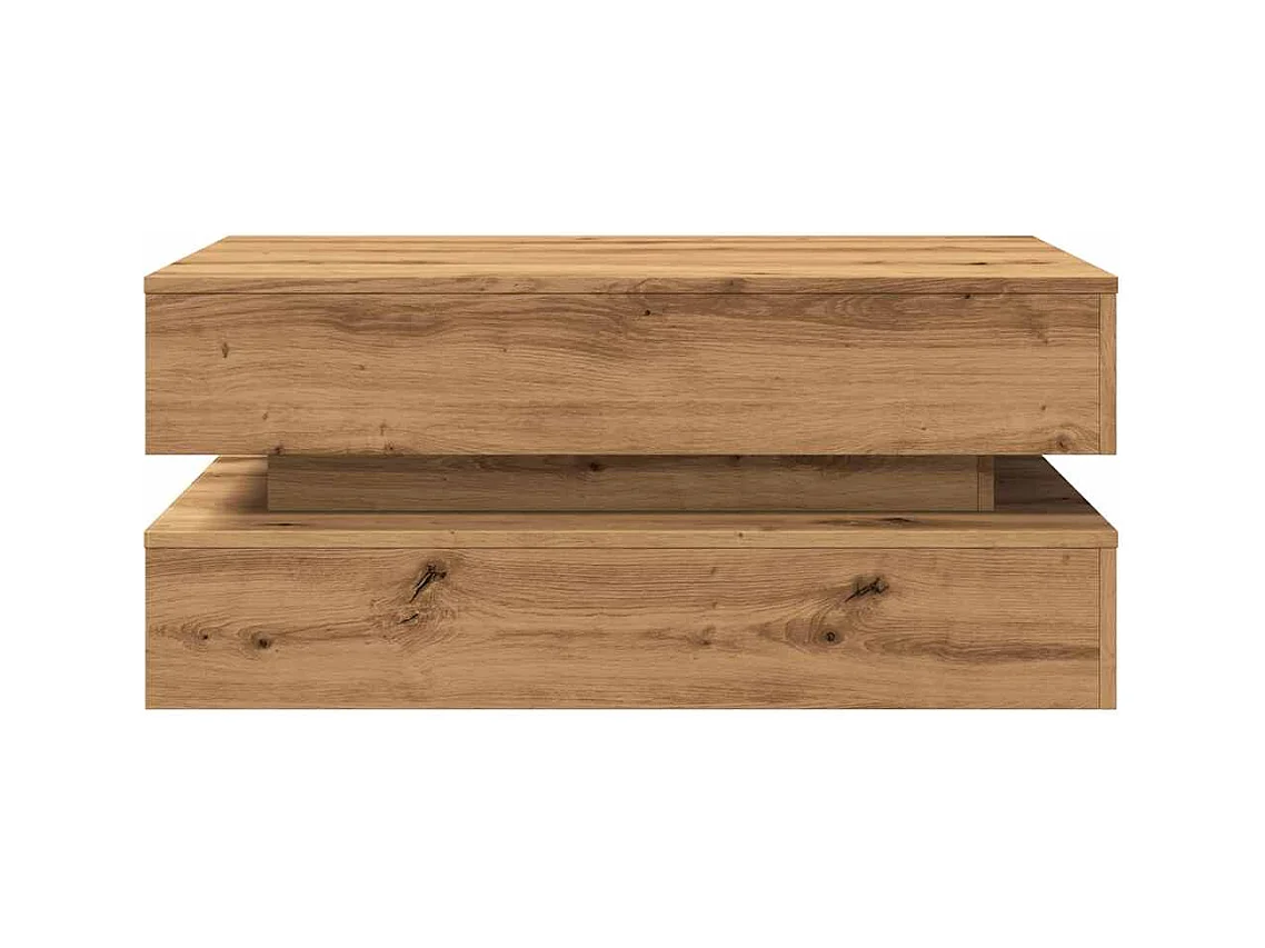 Table basse avec lumières LED chêne artisanal 90x50x40 cm