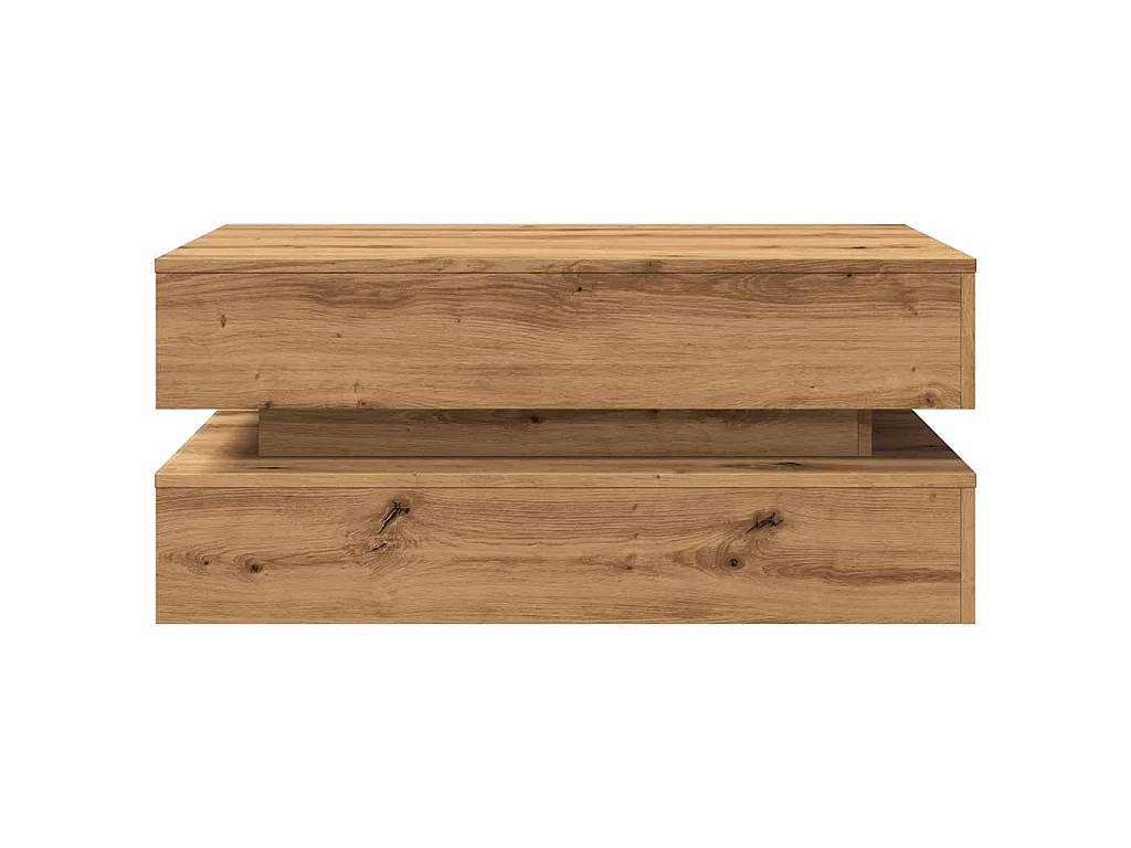 Table basse avec lumières LED chêne artisanal 90x50x40 cm