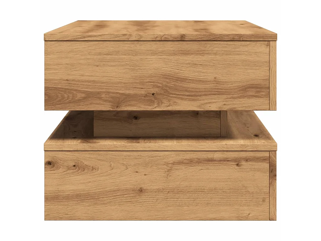 Table basse avec lumières LED chêne artisanal 90x50x40 cm