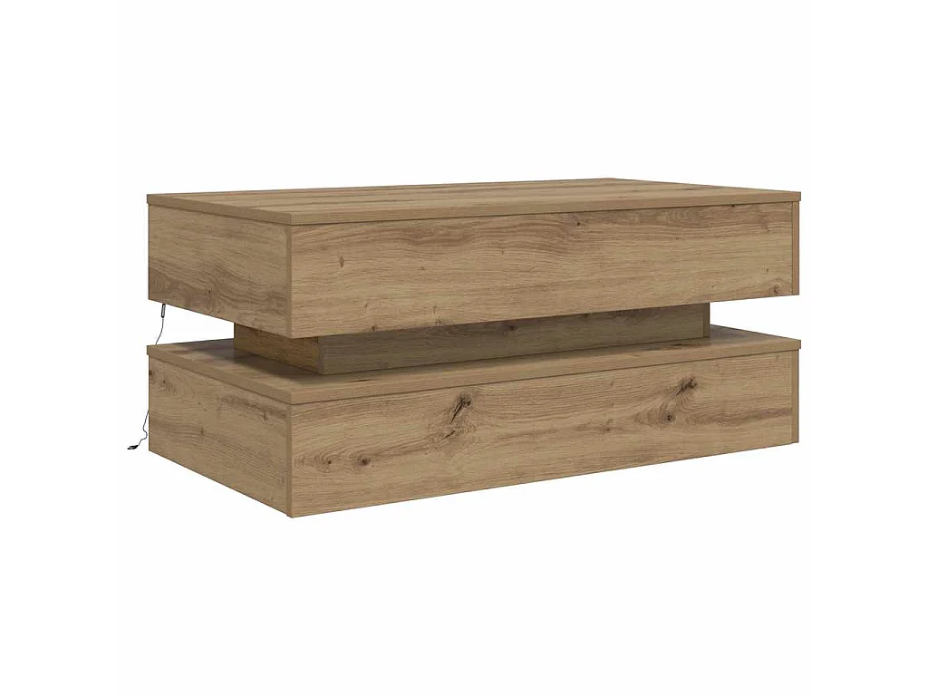 Salontafel met LED-verlichting 90x50x40cm artisanaal eikenkleur