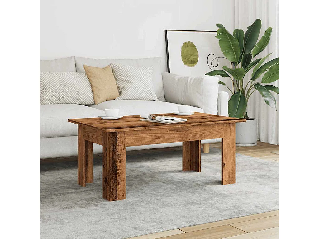 Tavolino Salotto Legno Antico 100x60x42 cm in Legno Multistrato