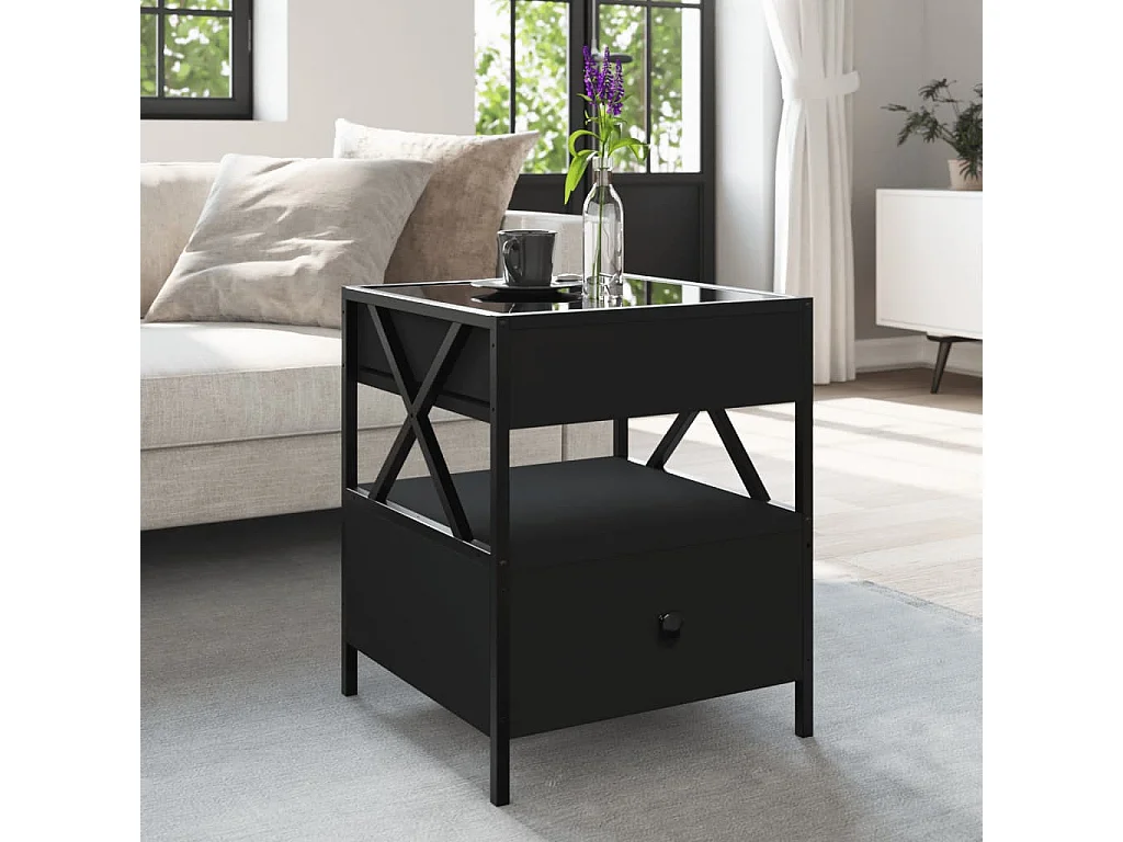 Table basse avec LED Infinity noir 40x40x51 cm