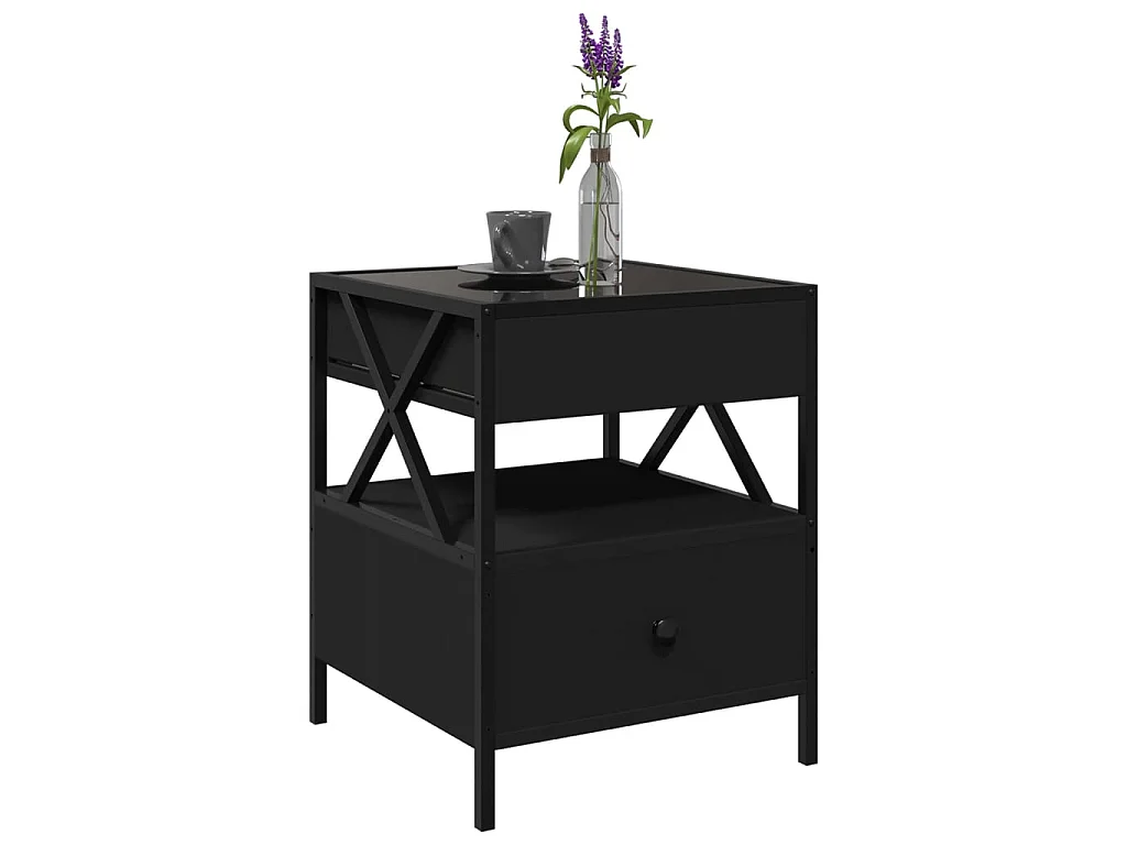Table basse avec LED Infinity noir 40x40x51 cm