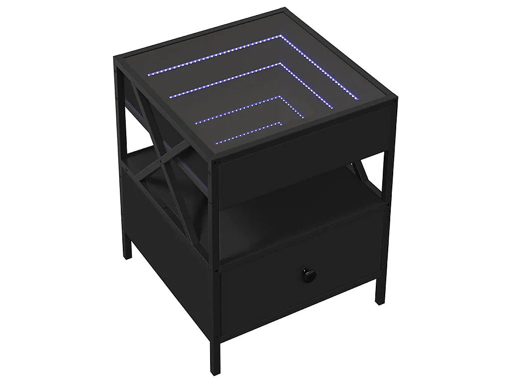 Mesa de centro com luzes LED Infinity 40x40x51 cm preto